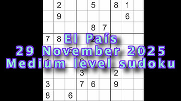 Sudoku solution – El País 29 November 2025 Medium level