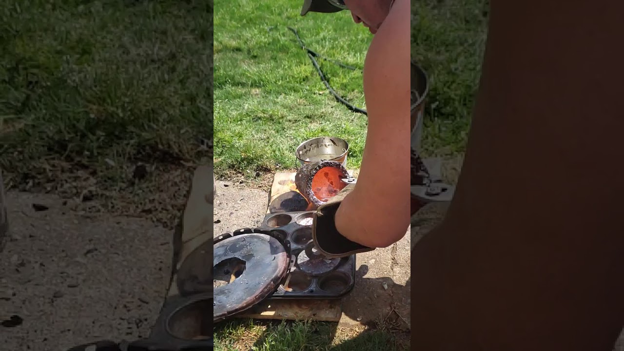 Home made charcoal, smelted copper (First pour) YouTube