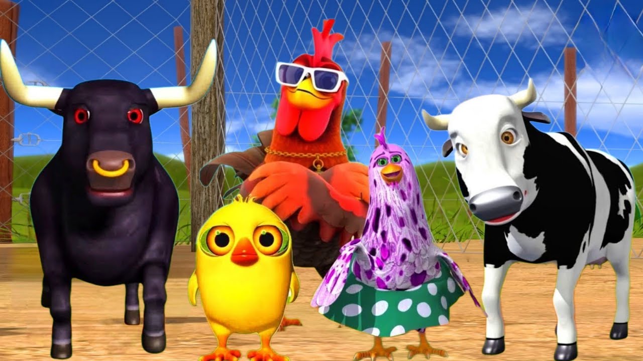 El Pollito y el Tractor de la Granja | el Toro y el Tractor 3d | Canciones de la granja de Zenón
