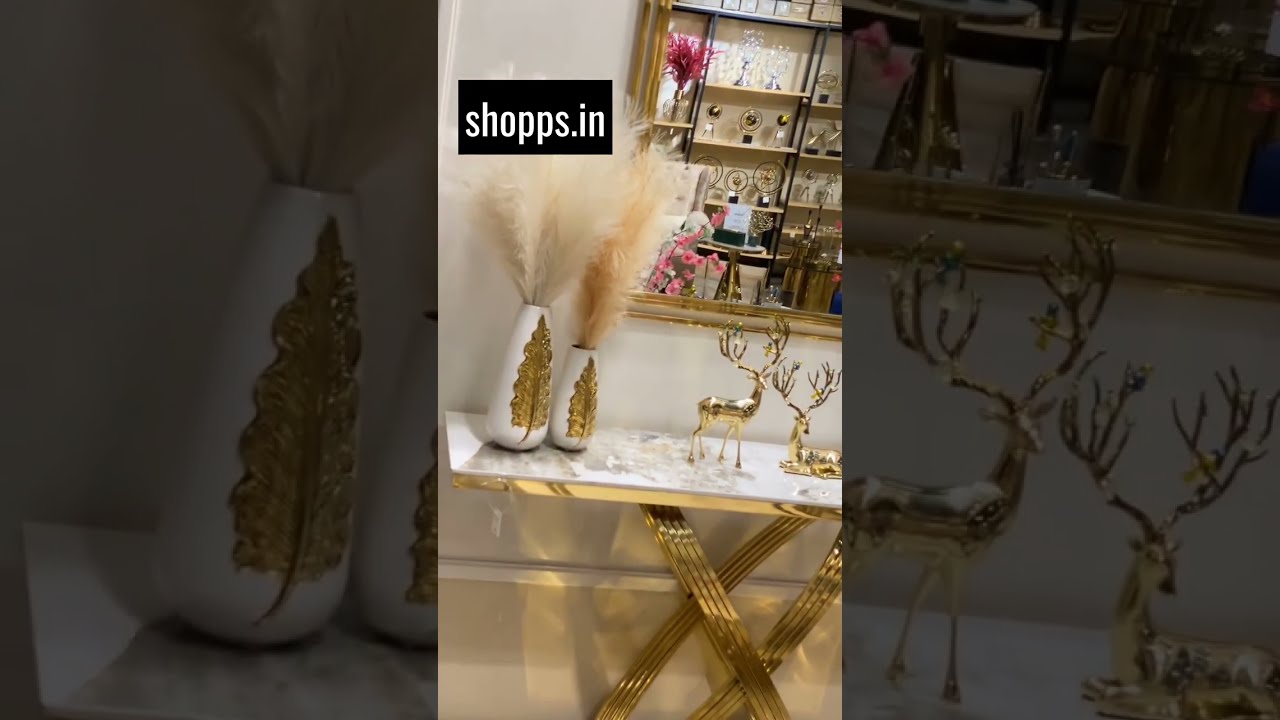 India console tables golden marble top display table