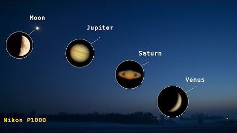 Planetary alignment: Venus, Jupiter, Saturn in the evening sky December 2021. Nikon P1000 super zoom