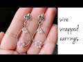 diy earrings/simple and beautiful wire wrapped pearl earrings/wire flower earrings/wire jewelry