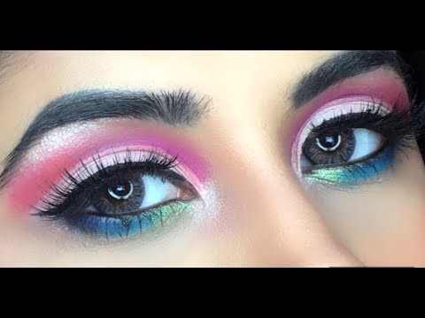 Colourful Cut crease using Drugstore products| Malvika Sitlani