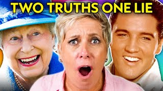 Two Truths and One Lie  Celebrity Edition! (Queen Elizabeth, Elvis, Dr Dre) | React