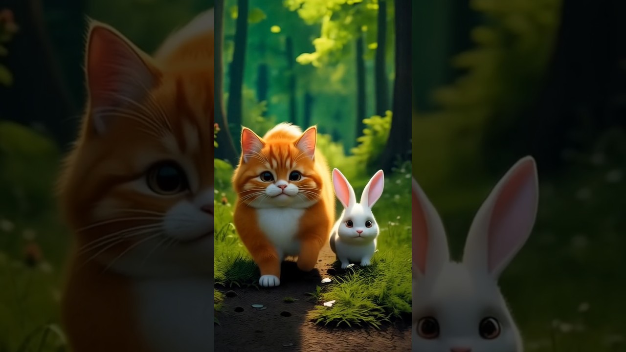 Chubby Cat Saves a Lost Rabbit | Heartwarming Animal Rescue Story for Kids 