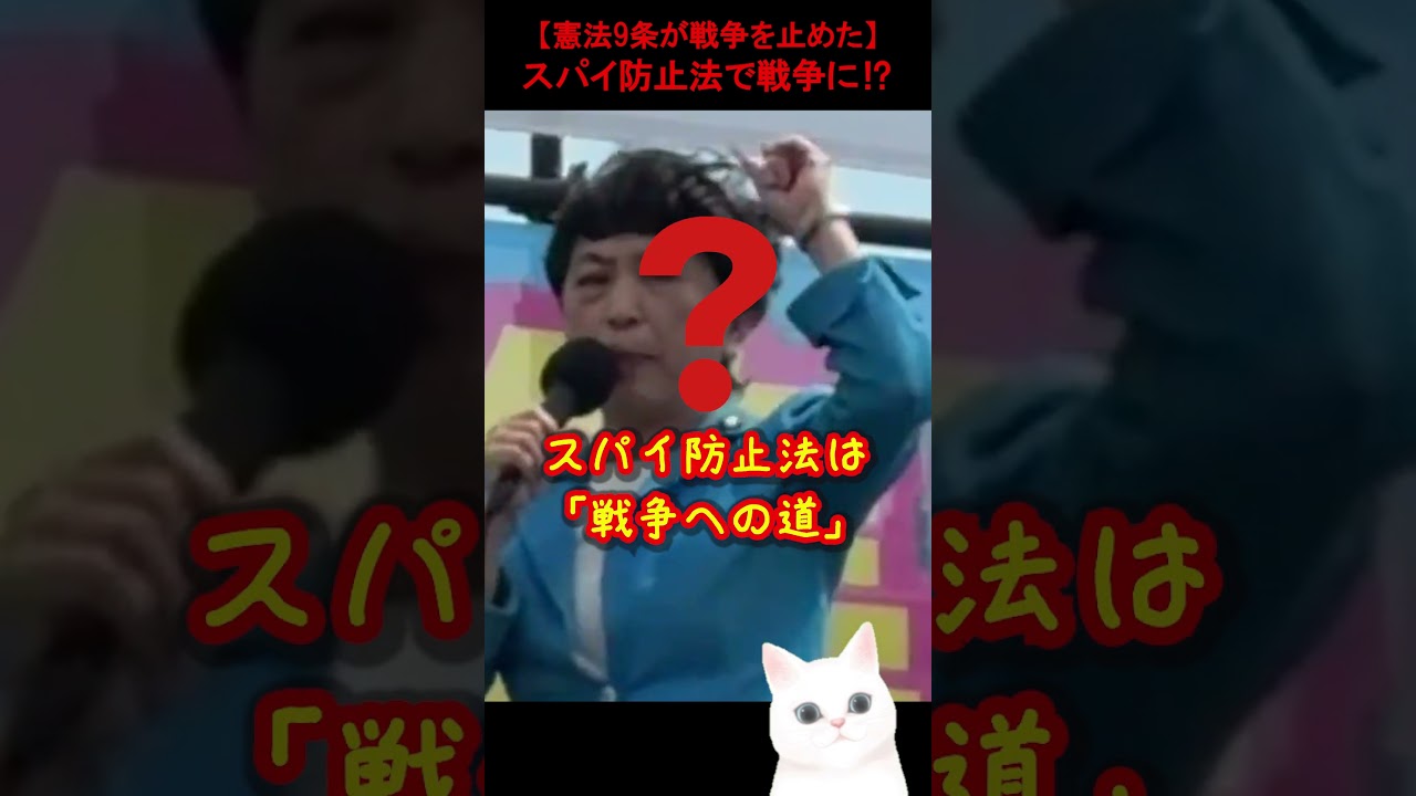 【謎理論】社民党「スパイ防止法は戦争への道」？憲法9条守れ！