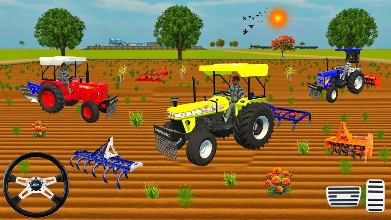SONALIKA 🚜// MAHINDRA 🚜// EICHER 🚜// TRACTOR , ROTOWETOR , CULTIVATOR FROM FARMING 🌾🌿 3D GAM  VIDEO