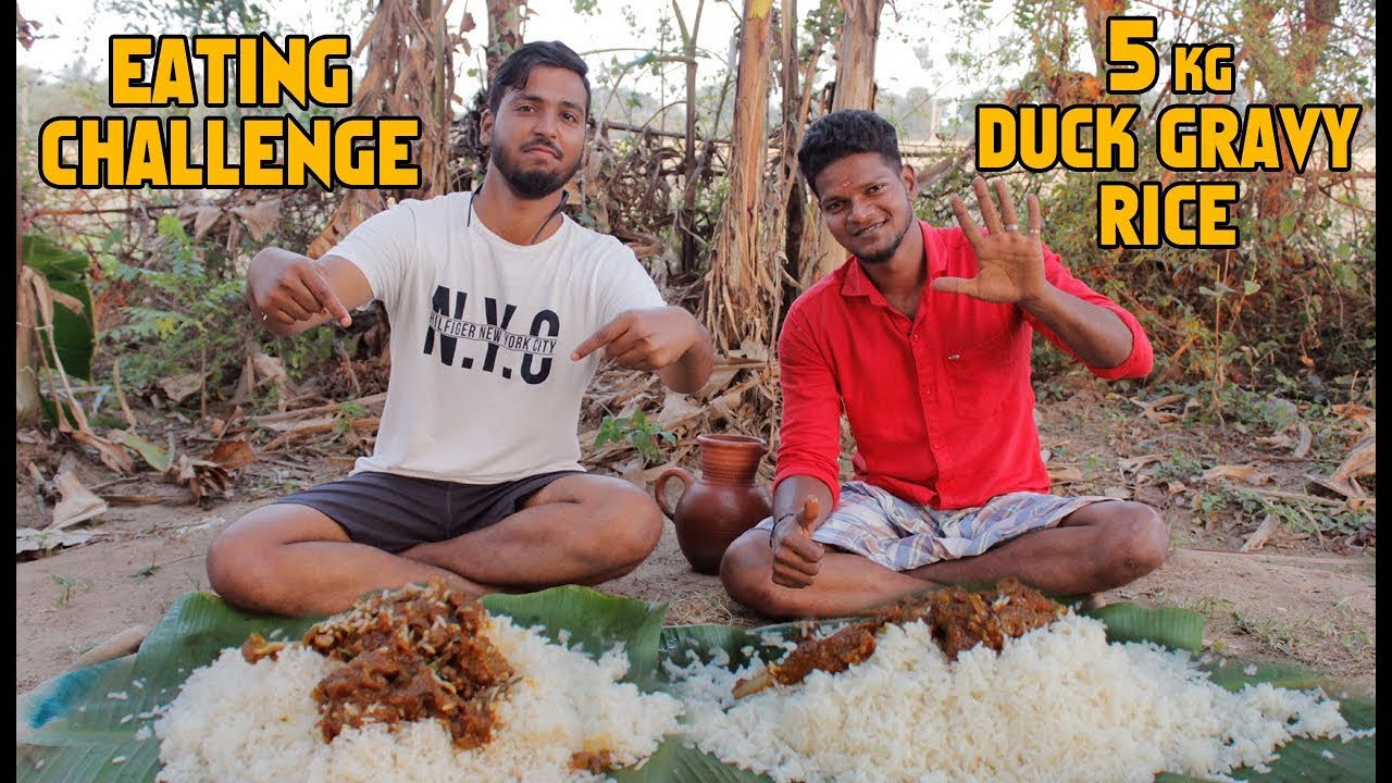 5 KG Duck Gravy With White Rice Eating Challenge | City Boy vs Village Boy - Food challenge