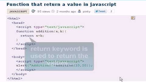Javascript Tutorial : Function that return a value in javascript