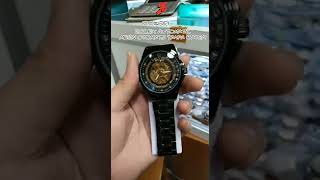 jam tangan pria rolek automatic Series 7668  straf rantai stainless waterproof premium Black