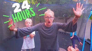 24 Hours On A Trampoline! We Got Rained On!