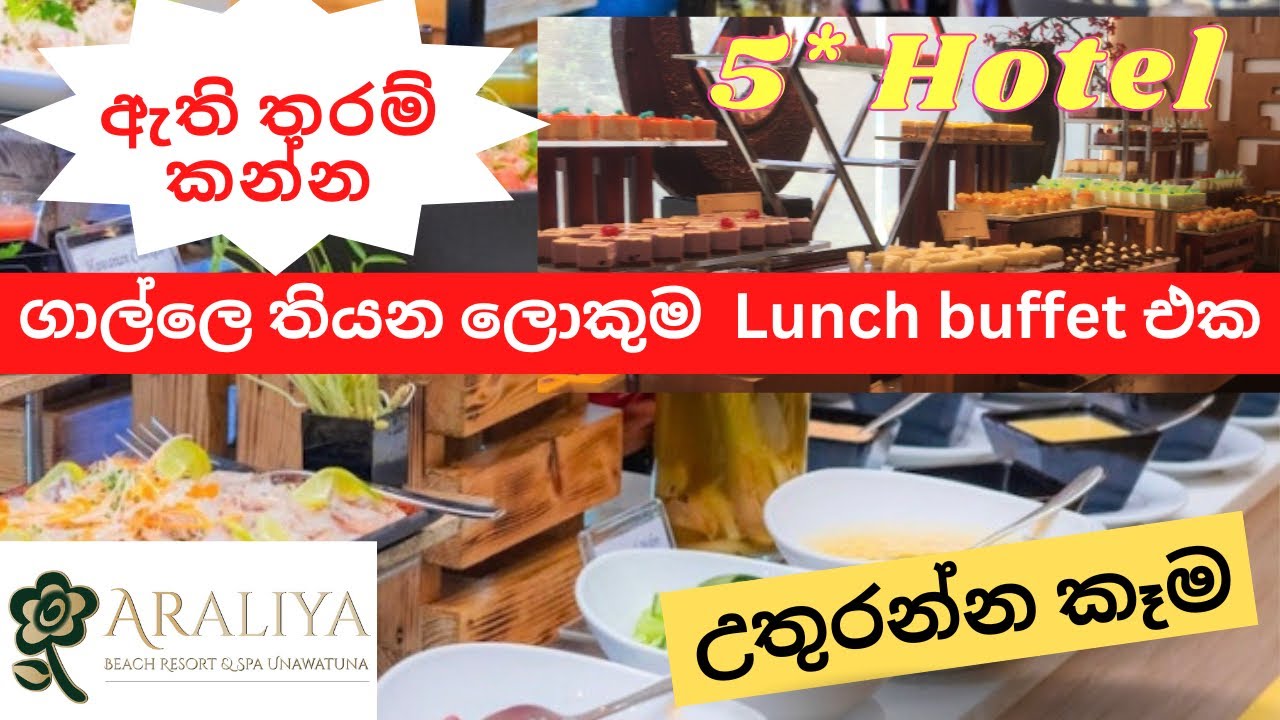 ගාල්ලෙ තියන ලොකුම Lunch Buffet එක | කෑම උතුරන්න තියන එකම Buffet එක #buffet #araliya #5starhotelfood