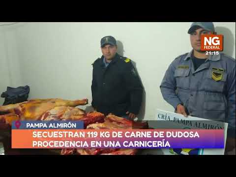 NGFEDERAL - SECUESTRAN 119 KG DE CARNE DE DUDOSA PROCEDENCIA EN UNA CARNICERÍA - PAMPA ALMIRÓN