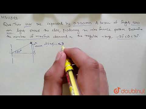 Two slits are separated by 0.320 mm. A beam of 500 nm light strikes the slits, producing