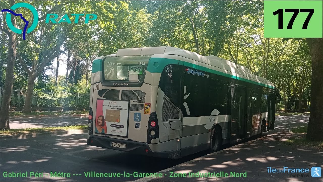 Bus 177 RATP - GX337 Hybride N°1349 Gabriel Péri - Métro --- Villeneuve-la-Garenne - Z.I Nord