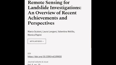 Remote Sensing for Landslide Investigations: An Overview of Recent Achievements and P... | RTCL.TV