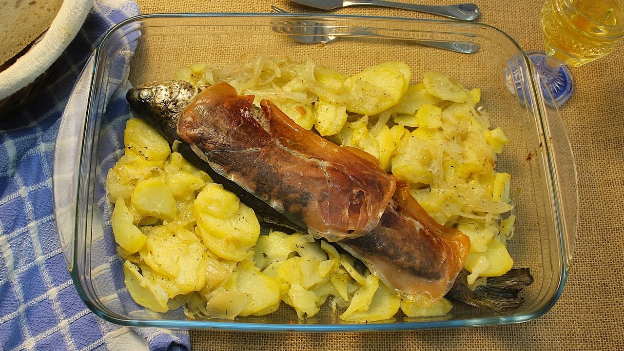 Trucha al horno con jamón y patatas | Sabrosa y en un pispás