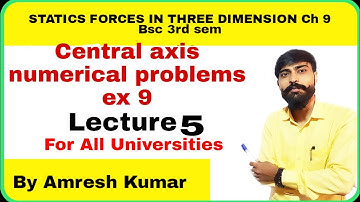Statics for bsc sem3 | Forces in three dimension-5 | how find equation of central axis exercises 9.1