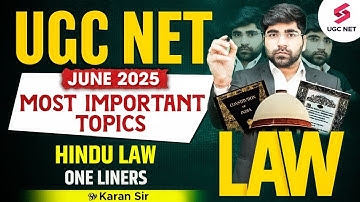 UGC NET Law Preparation 2025 | Hindu Law One Liner Revision UGC NET | UGC NET Law By Karan Sir