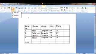 26TH JAN 2022, #STD-5TH #SUBJECT-COMPUTER Ch 4 Inserting Tables in MS Word Parctical
