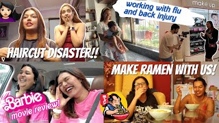 I made yummy Ramen! Barbie Movie Review! Had a Haircut disaster 🤧 #HustleWSar