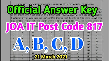 OFFICIAL ANSWER KEY HP JOA IT POST CODE 817