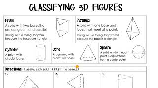 Classifying 3 Dimensional Figures