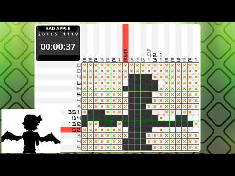 Bad Apple!! but Each Frame is a 20×15 Picross Puzzle Being Solved