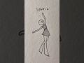 How to Draw a Ballet Stickman in 3 Levels ✨