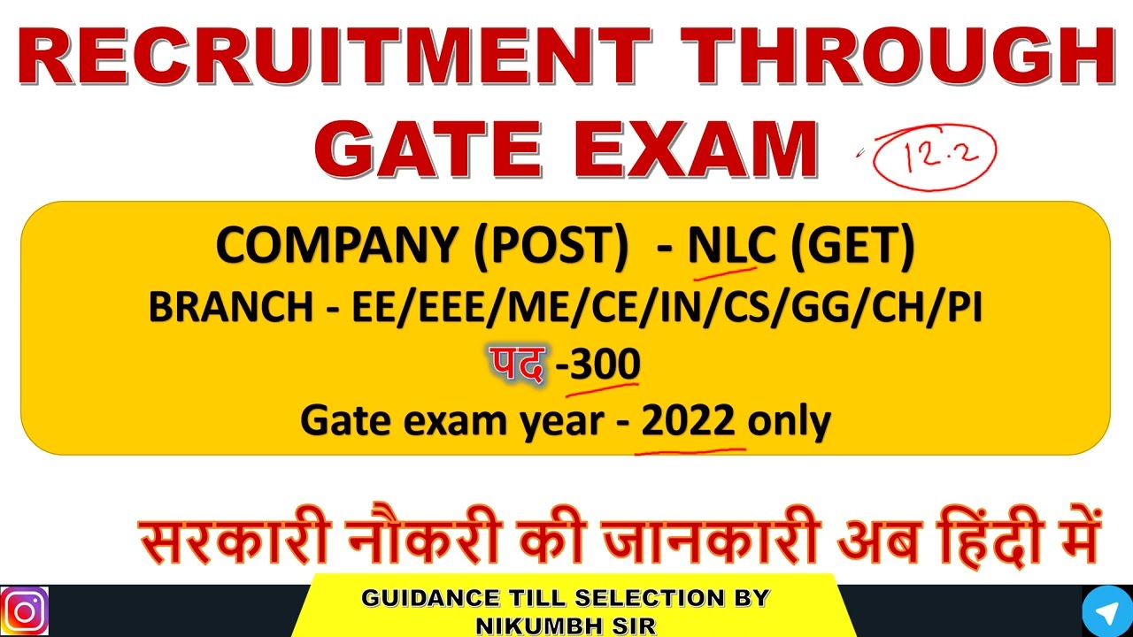 NLC GET RECRUIMENT 2022 | RECRUITMENT THROUGH GATE EXAM
