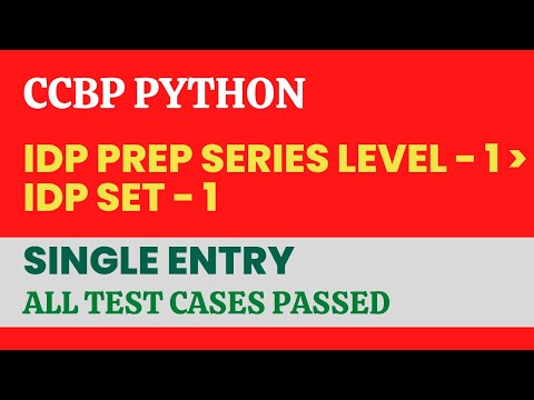 Single Entry in python | CCBP IDP Set 1 Question | IDP Preparation Series Level 1
