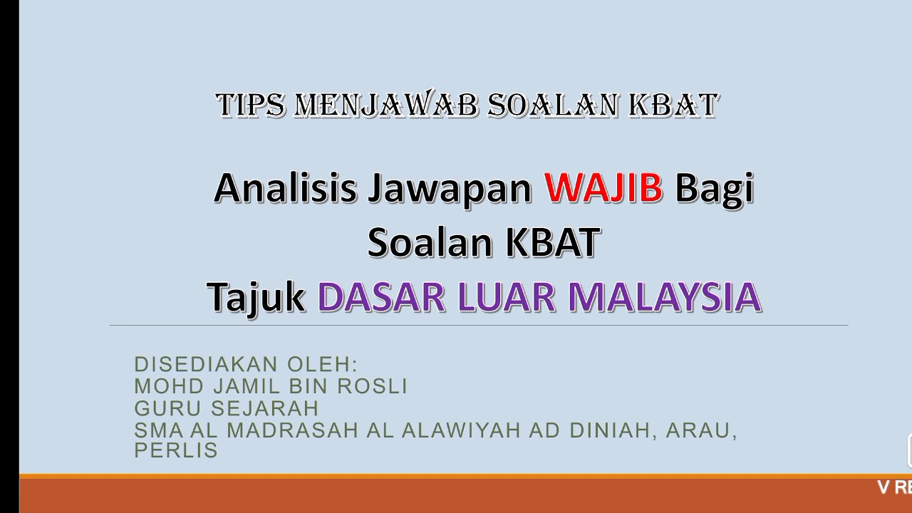 Tips Menjawab Soalan KBAT: Analisis Jawapan Wajib KBAT Utk Tajuk Dasar ...