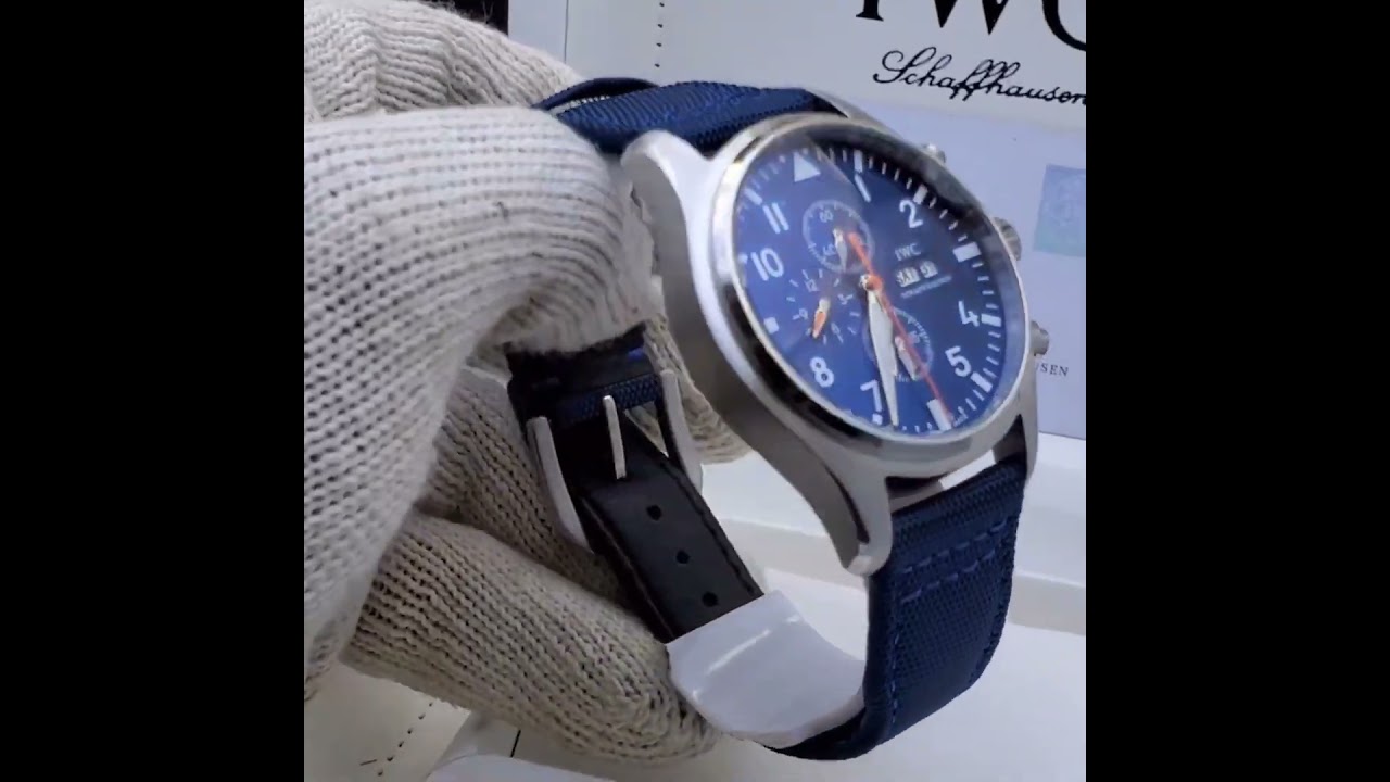 "Iwc Inspired Blue Fabric Watch - Day Date"