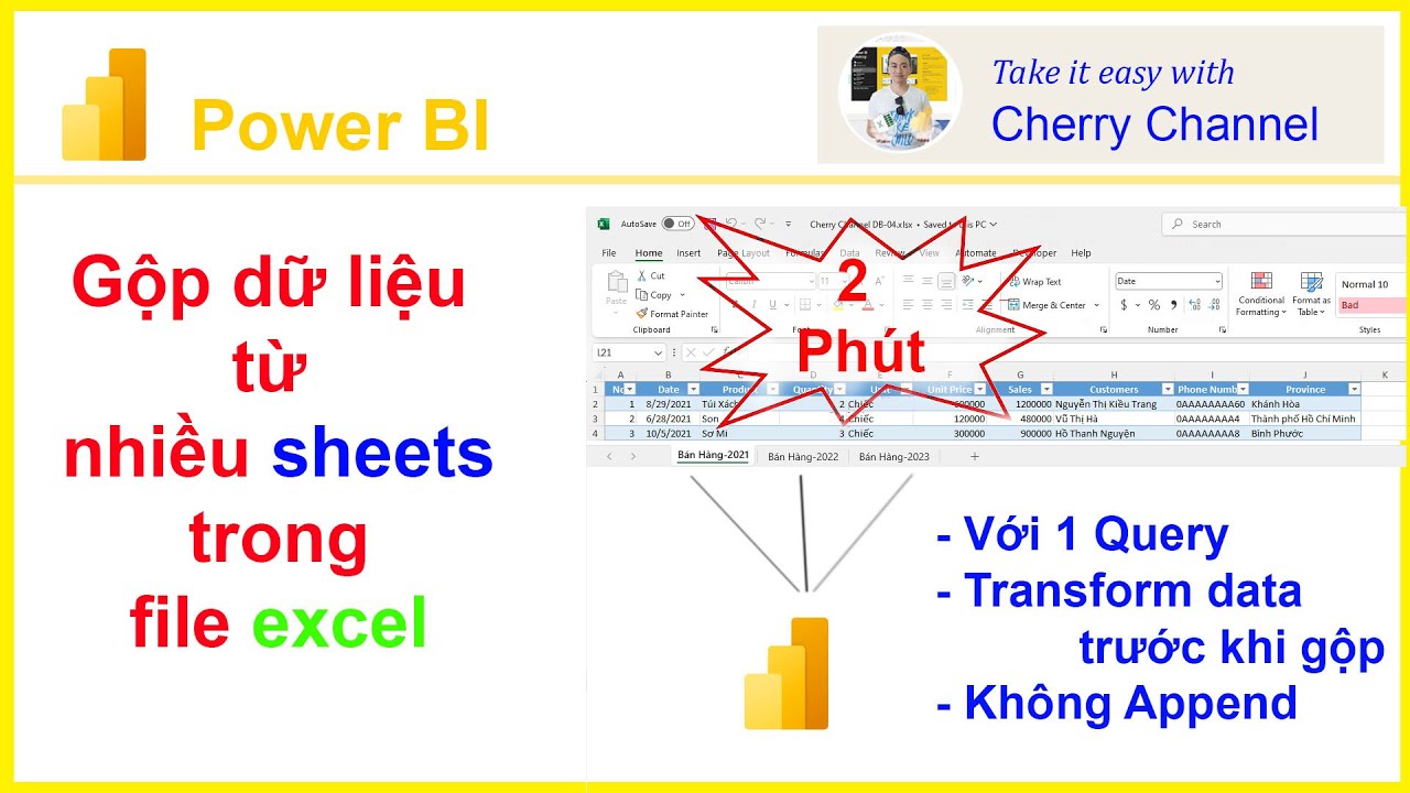 Hướng dẫn sử dụng Power BI | Gộp dữ liệu từ nhiều sheets trong file ...