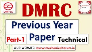 DMRC JE Previous Year Questions Solved | DMRC JE 2018 Mechancial Preparation -Part 1
