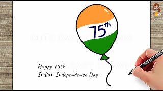 How to Draw Indian Flag Balloon Easy | 75th Indian Independence Day Card Easy screenshot 1