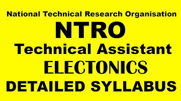 NTRO TECHNICAL ASSISTANT ELECTRONICS SYLLABUS | NTRO Jobs | ntro recruitment 2017 |