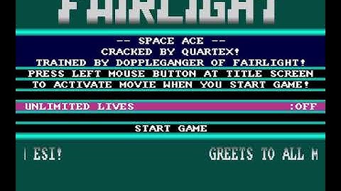 Space Ace Trainer by Fairlight (1990) Amiga Intro (no sound)