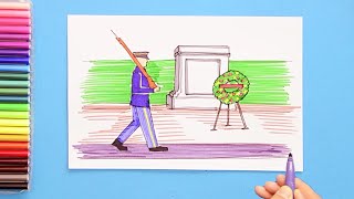 How to draw Memorial Day - Tomb of the Unknown Soldier Arlington National Cemetery
