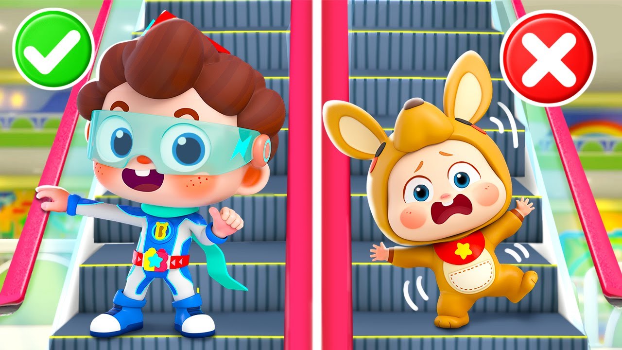Be Careful When Taking an Escalator | Kids Safety Tips | Nursery Rhymes & Kids Songs | BabyBus