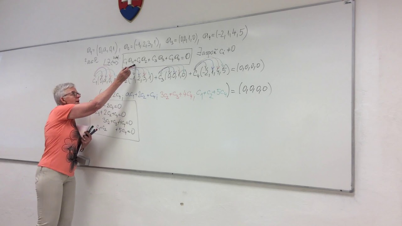 18 Lineárna závislosť, nezávislosť vektorov
