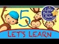 Let's Learn Five Little Monkeys Jumping On The Bed! - with LittleBabyBum