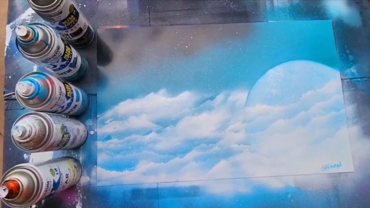 A Blue moon spray paint art YouTube