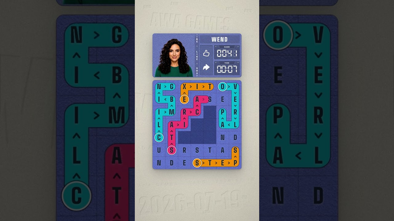 LinkedIn Wend #41 solved board for July 19, 2026, 7x7 grid