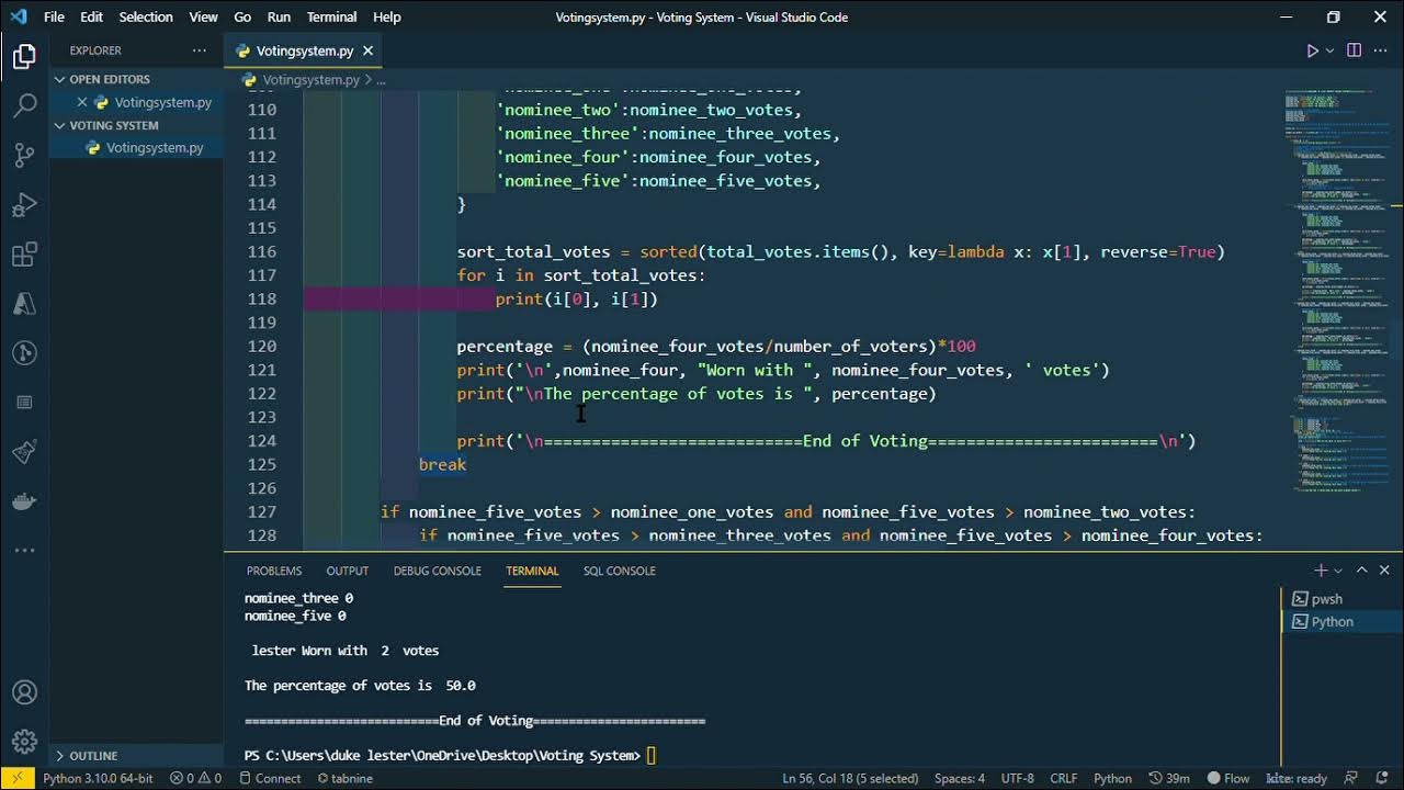 Basic Python Voting System - YouTube