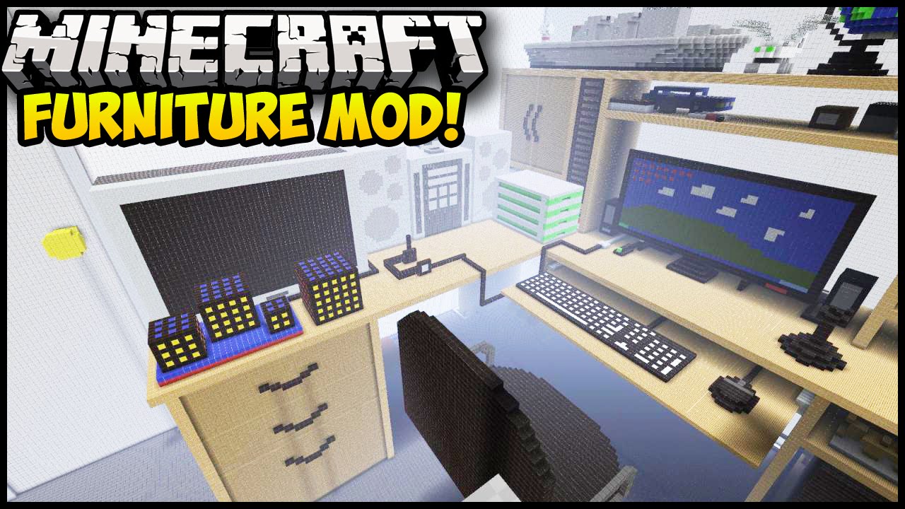 Minecraft Mods: FURNITURE MOD! (REAL CHAIRS, COMPUTERS, TV 
