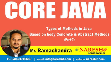 Core Java Tutorial | Types of Methods in Java Based on body Concrete & Abstract Methods Part-7
