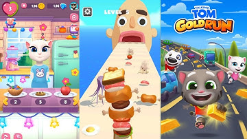 My Talking Angela 2 Vs Sandwich Runner Vs Talking Tom Gold Run (ios Android)