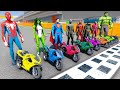 Superheroes Mini Motorcycles Racing Challenge With Hulk, Iron Man, Batman, SpiderMan - GTA V MODS