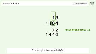 18 x 18.4 Long Multiplication - Step-by-Step
